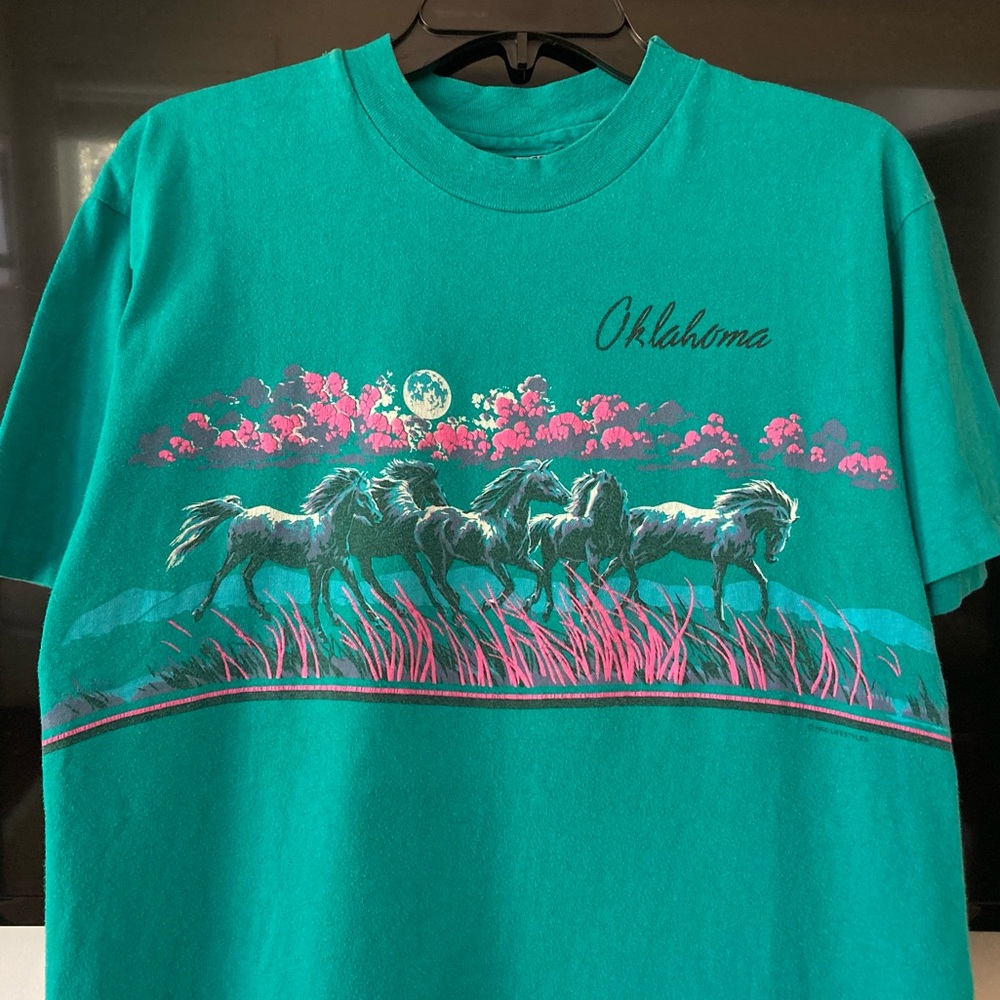 Vintage 90s Wild Horses Western Single Stitch 1990 Hanes Tee